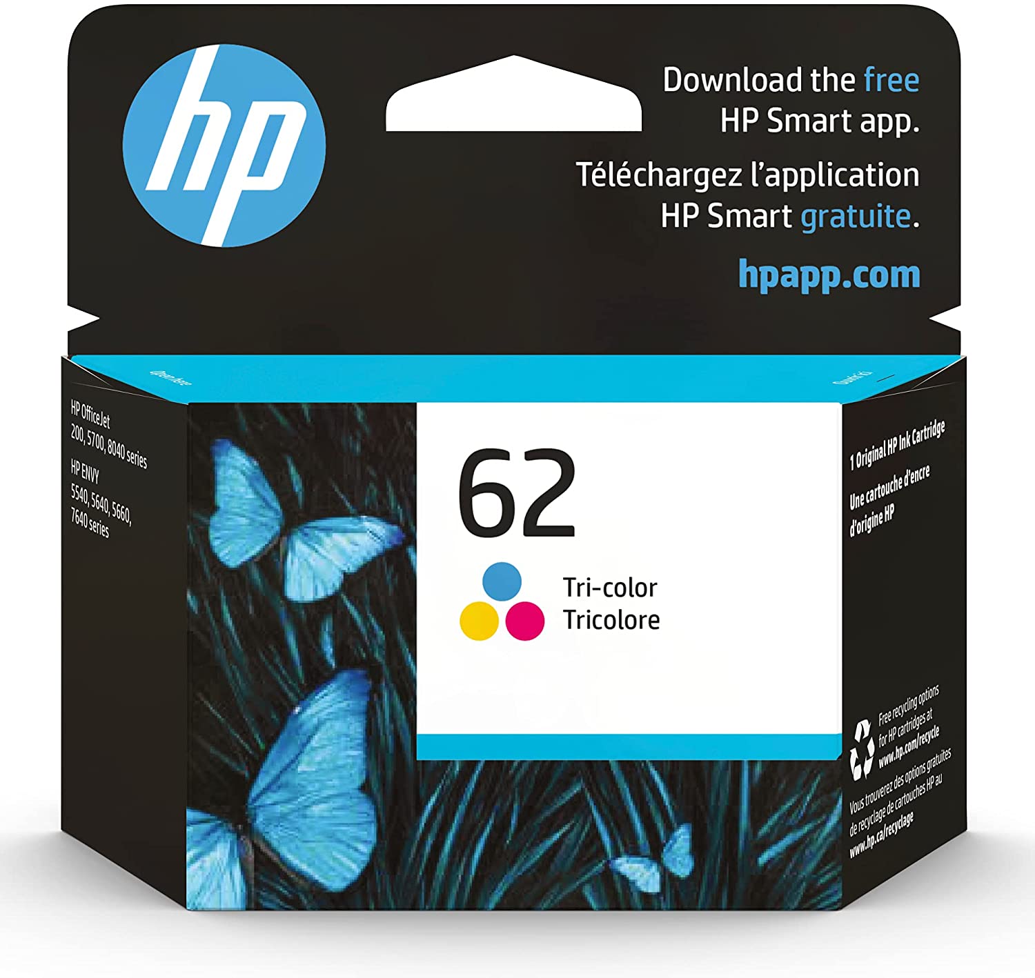 Hp 62 – Color (Cyan, Magenta, Yellow) – Original – Ink Cartridge