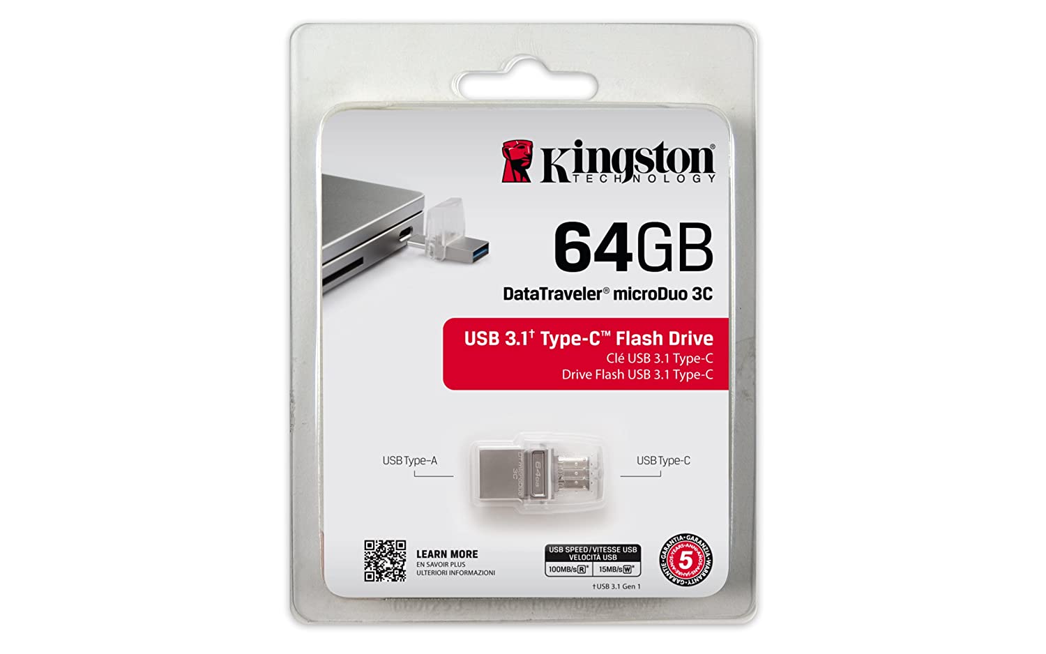 Kingston Datatraveler Microduo 3C - USB Flash Drive - 64 GB